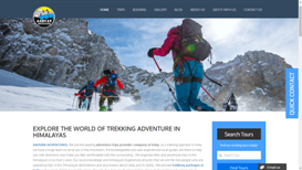 Adventure Travel Company website layout